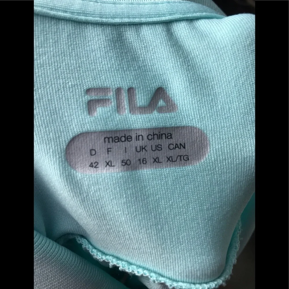 FILA Cap Sleeve Mesh Sides Collar Tennis Top XL